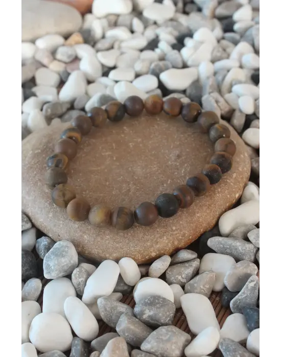 Mat Kaplan Gözü Doğal Taş Erkek Bileklik