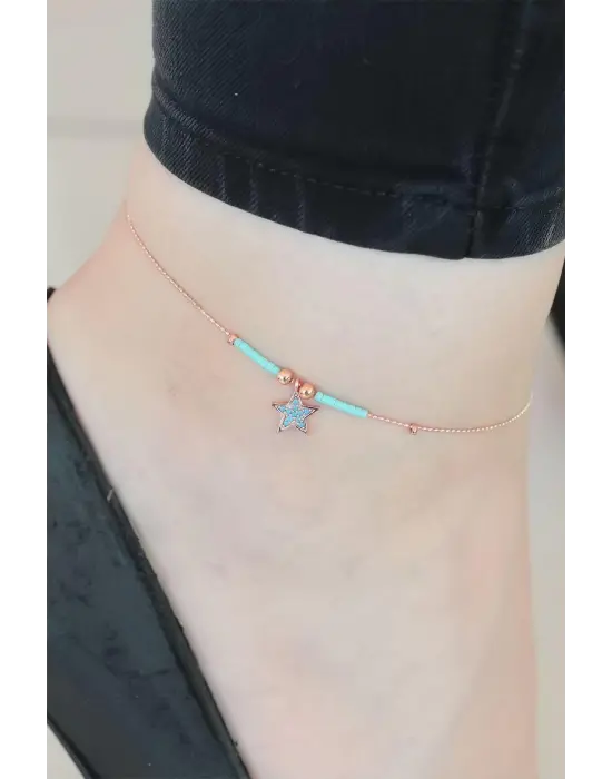 Mavi Miyuki Taşlı Yıldızlı Hal Hal