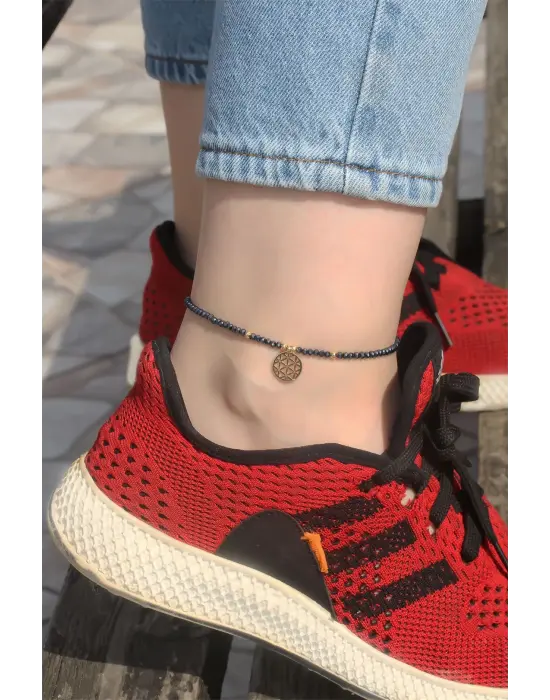 Metal Aksesuarlı Boncuklu Halhal