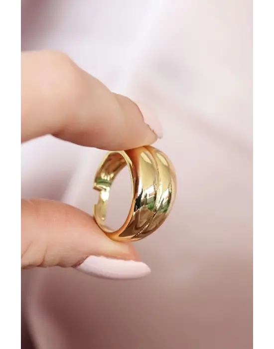 Metal Altın Ayarlamalı Çelik Yüzük