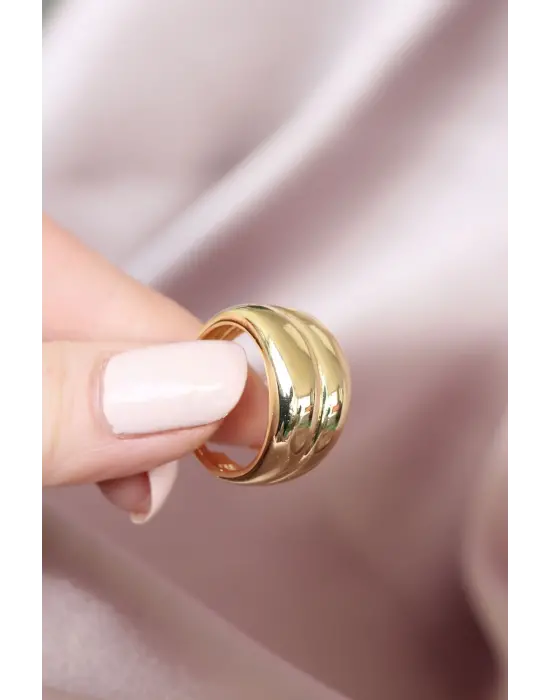 Metal Altın Ayarlamalı Çelik Yüzük