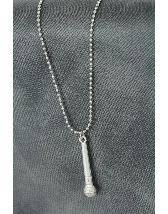 Mikrofon Tasarımlı Metal Erkek Kolye