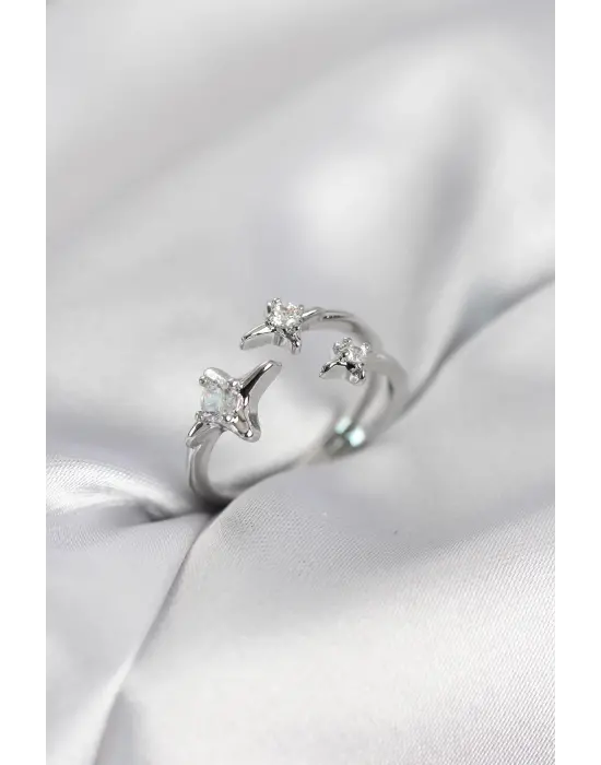 Minimal Kutup Yıldızı Model Gümüş Renk Kadın Yüzük