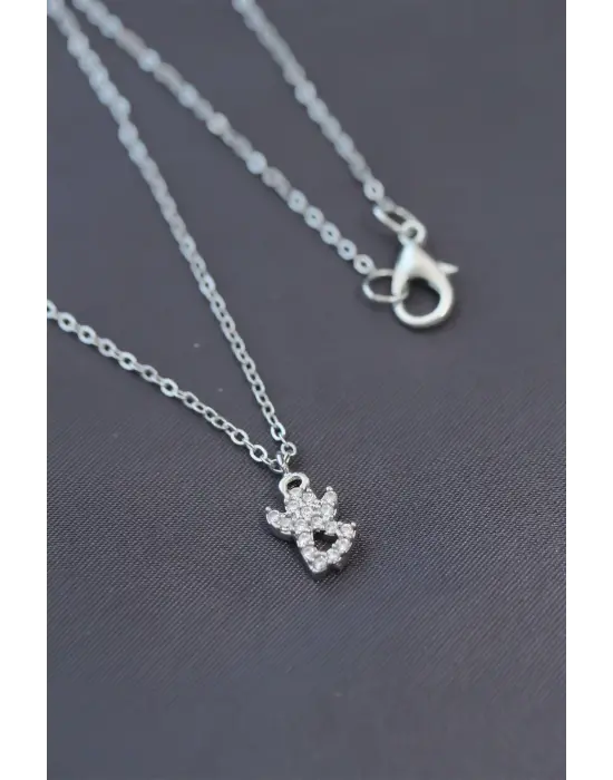 Minimal Melek Silver Renk Zirkon Taşlı Kadın Kolye