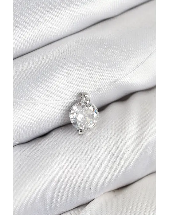 Misineli Zirkon Taşlı Model Gümüş Renk Hayalet Kolye