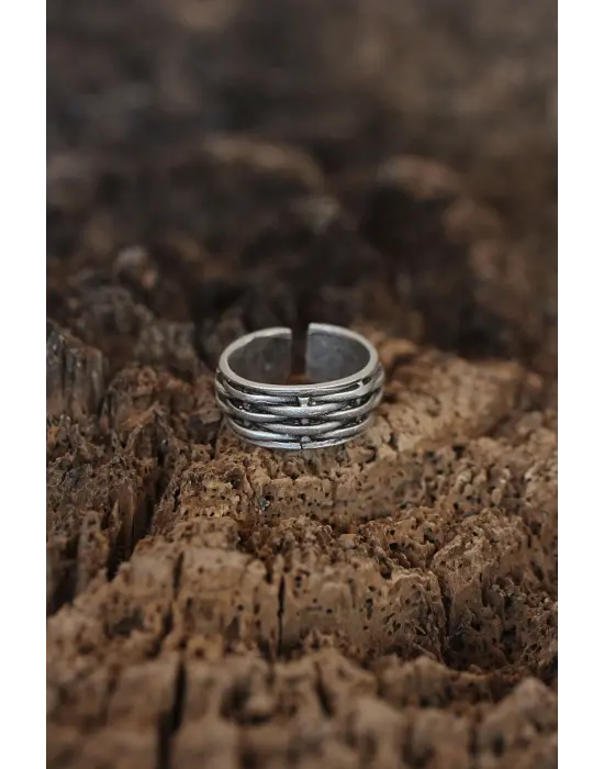 Motifli Tasarımlı Ayarlamalı Erkek Yüzük