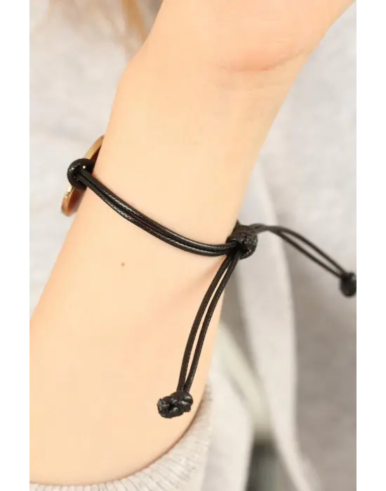 OKAY (İyi) Siyah Deri İpli Unisex Mood Bileklik