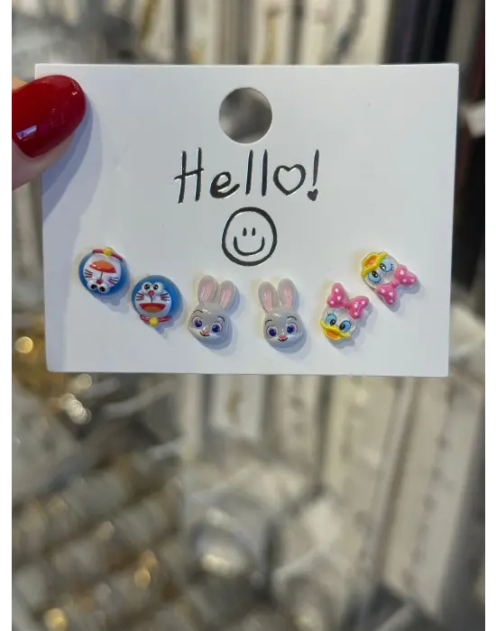 Ördek ve Tavşan Figürlü 3’lü Çocuk Küpe Seti