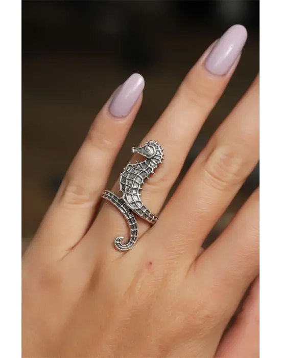 Otantik Deniz Atı Tasarımlı Ayarlamalı Kadın Yüzük