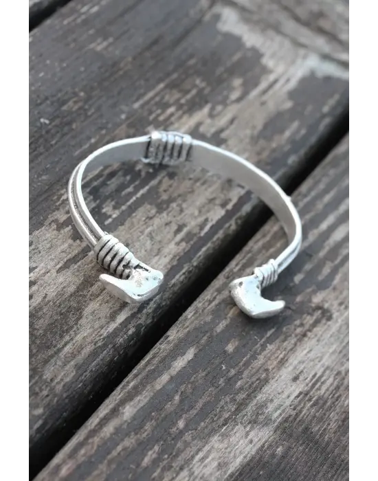 Otantik Metal Boynuz Figürlü Erkek Bileklik