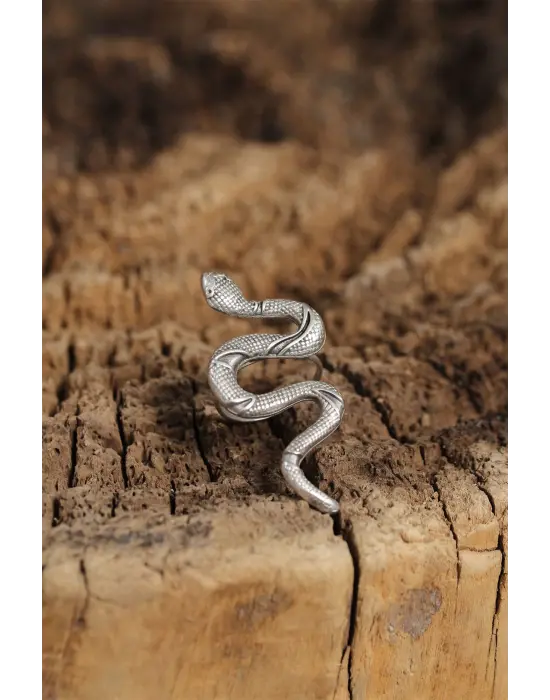 Otantik Yılan Tasarımlı Ayarlamalı Kadın Yüzük