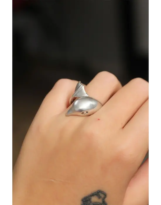 Otantik Yunus Balığı Tasarımlı Ayarlamalı Kadın Yüzük