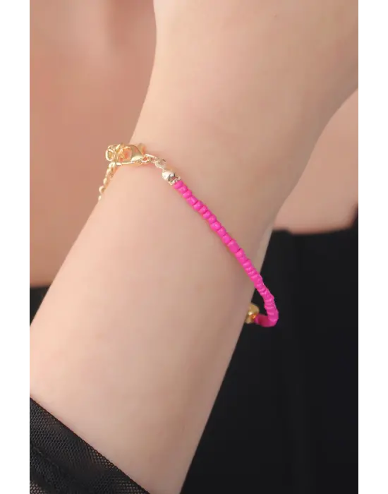 Pembe Boncuk Model Balık Figür Kadın Bileklik