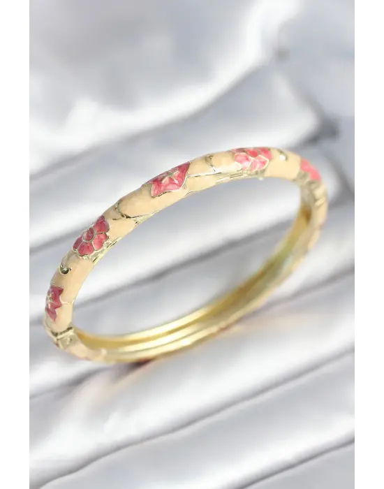 Pembe Renk Detaylı Mineli Kelepçe