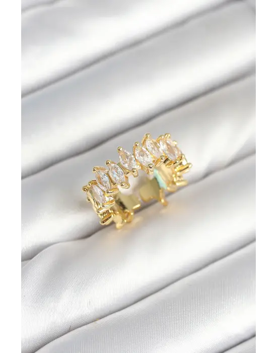 Çelik Arpa Baget Zirkon Taşlı Kadın Yüzük