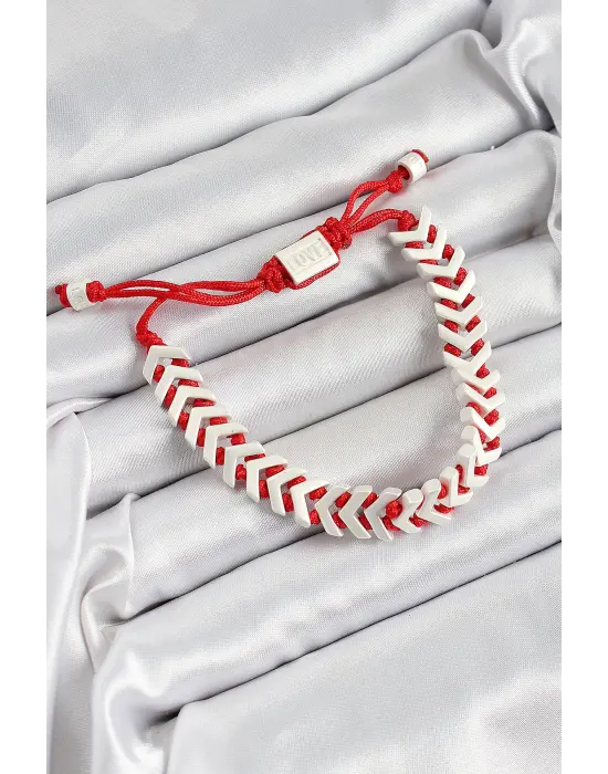 Pirinç Asansörlü Kırmızı Beyaz Juju Kadın Bileklik