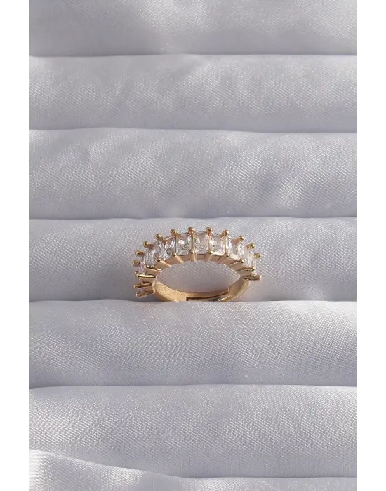  Ayarlamalı Altın Baget Taşlı Su Yolu Yüzük