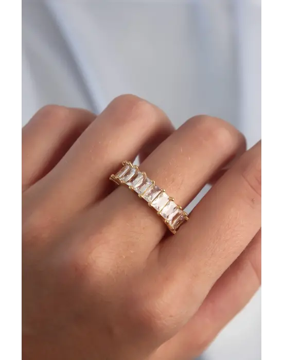  Ayarlamalı Altın Baget Taşlı Su Yolu Yüzük