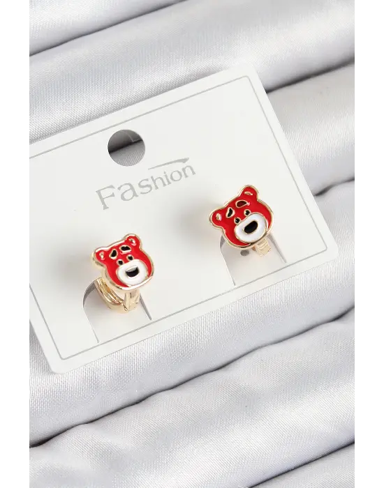 Pirinç Ayıcık Model Gold Renk Çocuk Küpe