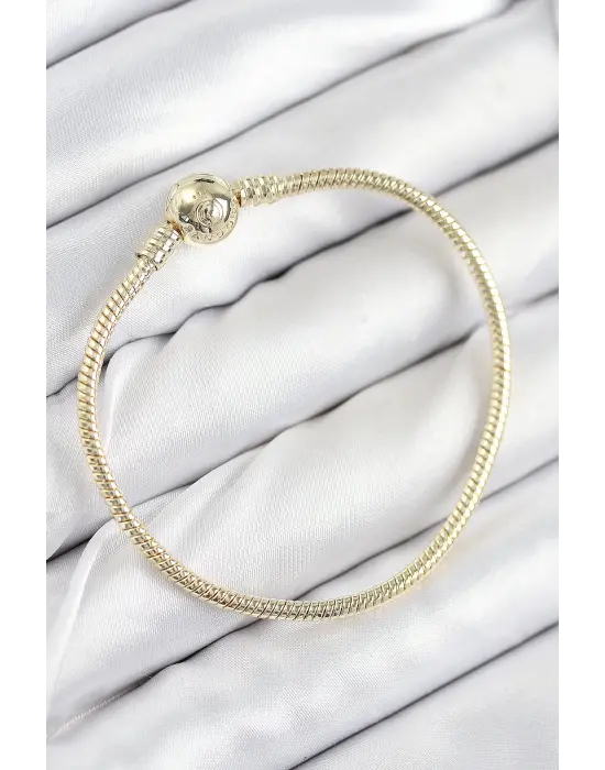 Pirinç Charm Topcuk Model Gold Renk Kadın Bileklik