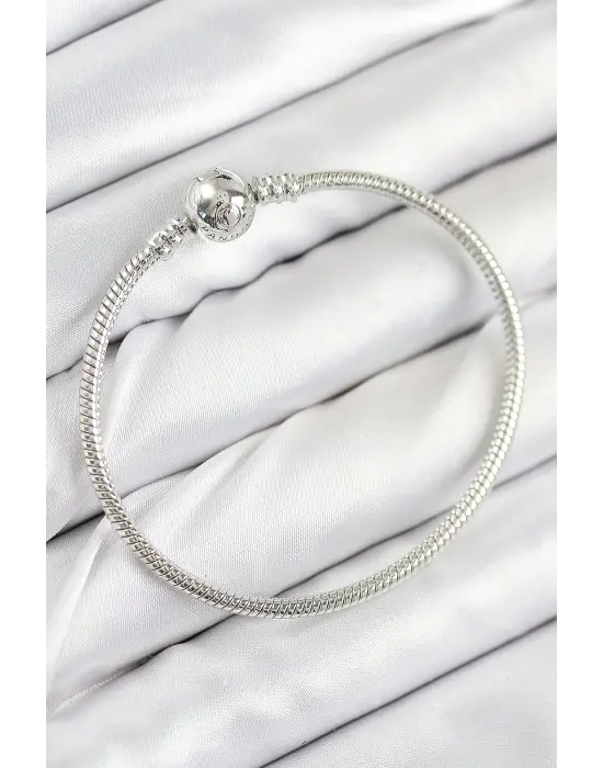 Pirinç Charm Topcuk Model Gümüş Renk Kadın Bileklik