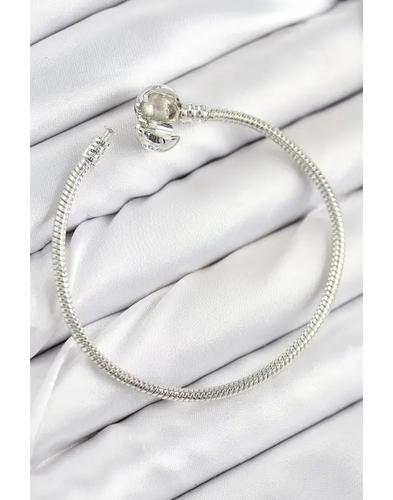 Pirinç Charm Topcuk Model Gümüş Renk Kadın Bileklik
