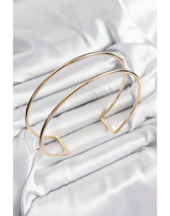 Pirinç Çift Görünümlü Model Gold Renk Kadın Pazu Bileklik