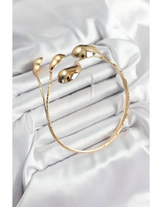 Pirinç Damla Model Gold Renk Kadın Pazu Bileklik