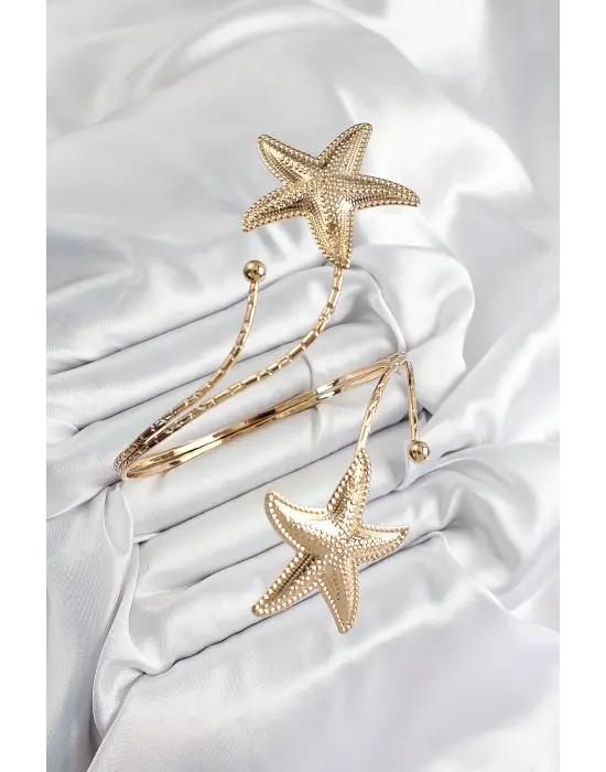 Pirinç Deniz Yıldızı Model Gold Renk Kadın Pazu Bileklik