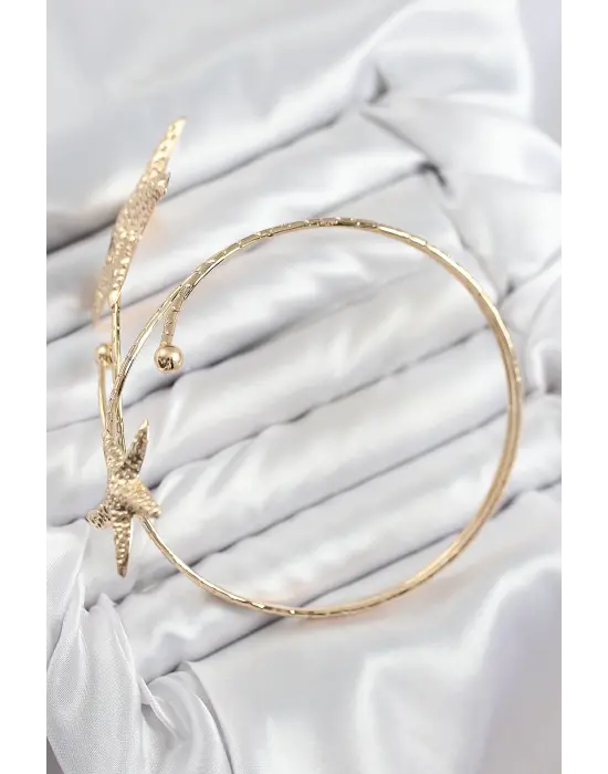 Çelik Deniz Yıldızı Model Gold Renk Kadın Pazu Bileklik