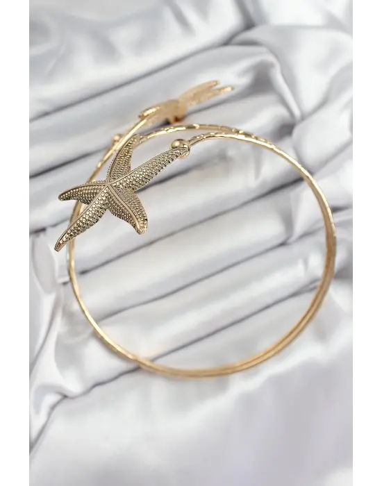Pirinç Deniz Yıldızı Model Gold Renk Kadın Pazu Bileklik