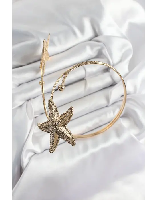 Pirinç Deniz Yıldızı Model Gold Renk Kadın Pazu Bileklik