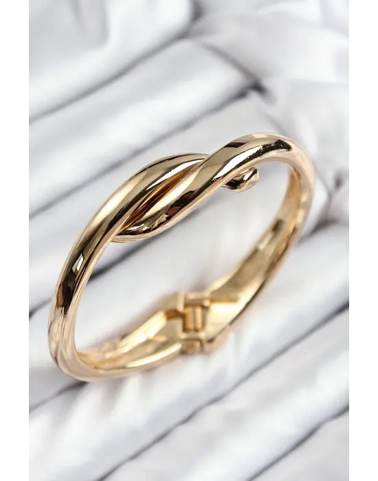 Pirinç Düğüm Model Gold Renk Kadın Kelepçe