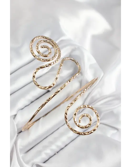 Pirinç Etnik Model Gold Renk Pazu Bileklik