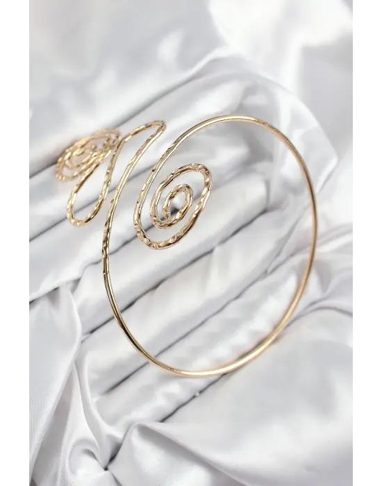 Pirinç Etnik Model Gold Renk Pazu Bileklik