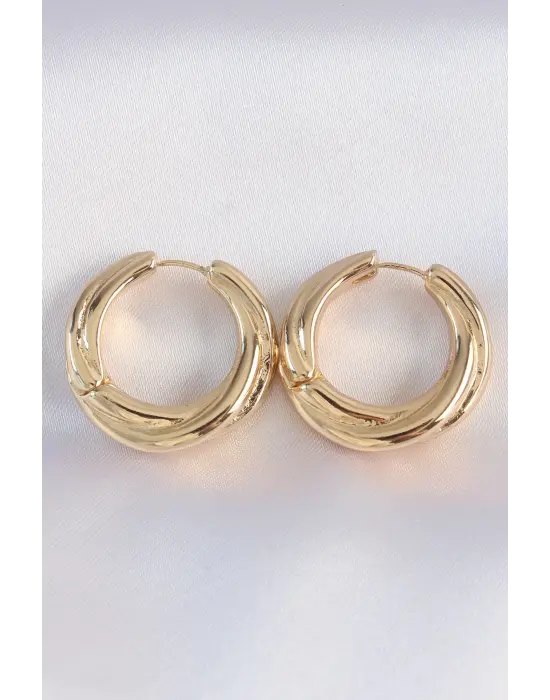  Altın Asimetrik Kıvrım Küpe