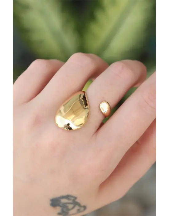  Altın Ayarlanabilir İri Bombeli Yüzük