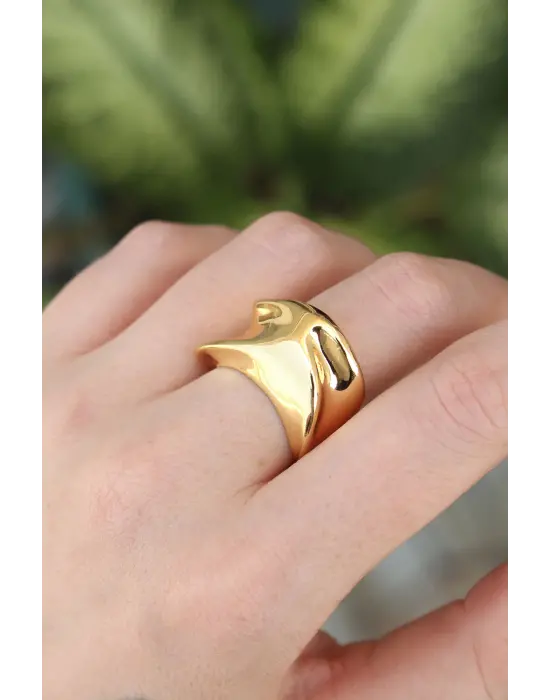  Altın Ayarlanabilir Kalın Ezme Yüzük