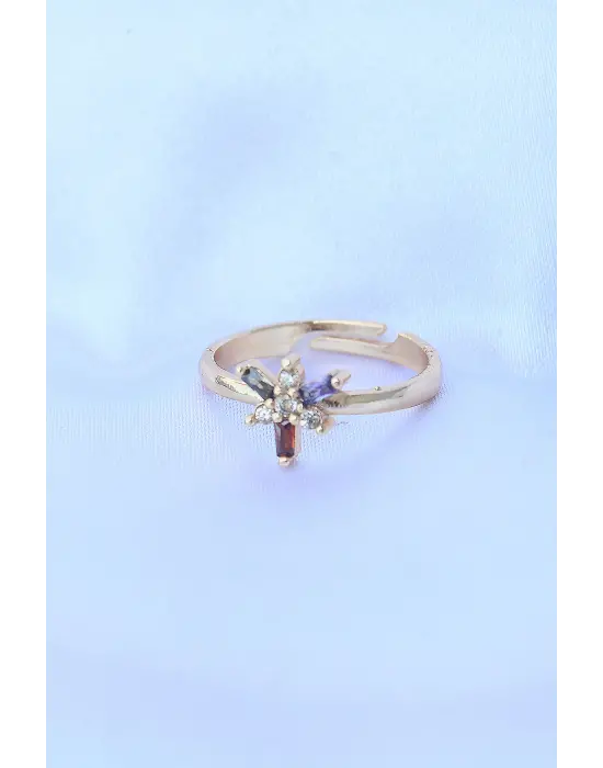  Altın Ayarlanabilir Renkli Zirkon Taşlı Yusufçuk Yüzük