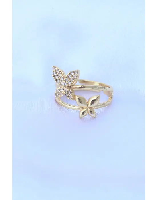  Altın Ayarlanabilir Zirkon Taşlı Kelebek Yüzük