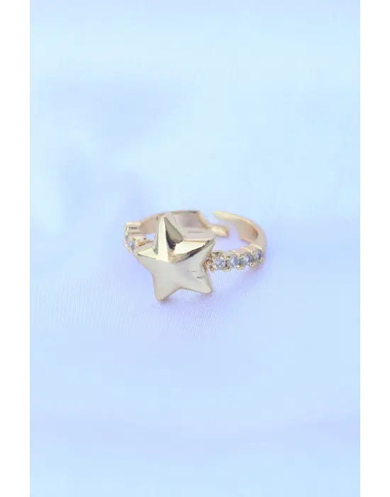  Altın Ayarlanabilir Zirkon Taşlı Yıldız Yüzük