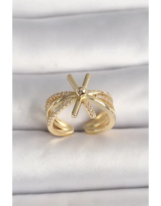  Altın Ayarlanabilir Ziron Taşlı Çelik Yüzük