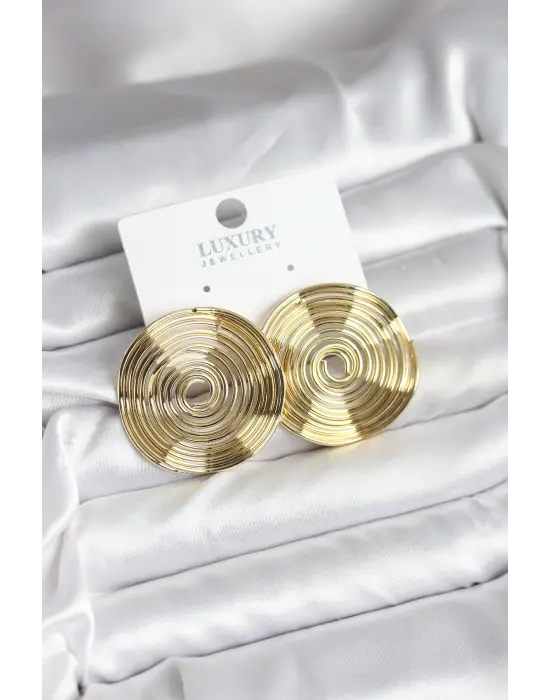 Çelik Gold Renk Circle Model Kadın Küpe