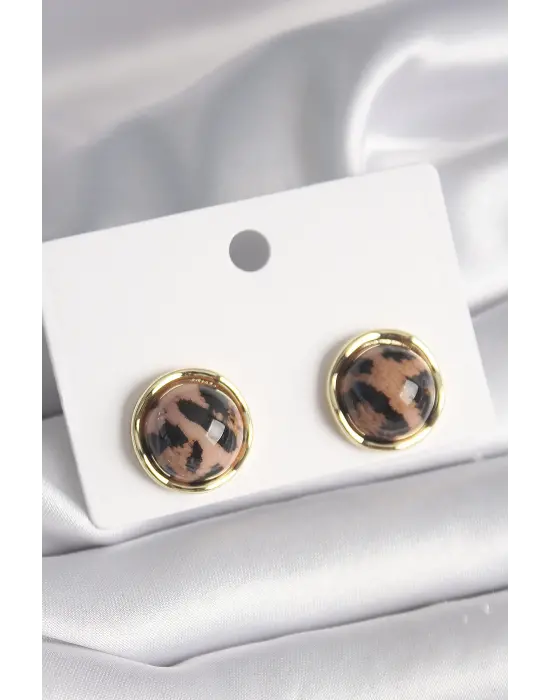  Altın Daire Kaplan Deseni Model Çelik Küpe