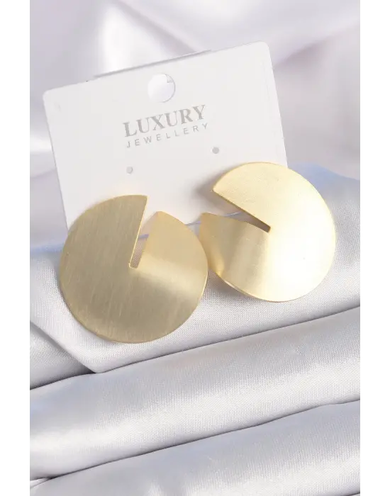  Altın Daire Plaka Model Çelik Küpe