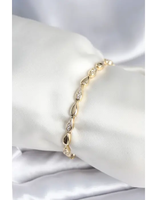 Pirinç Gold Renk Damla Model Kadın Bileklik