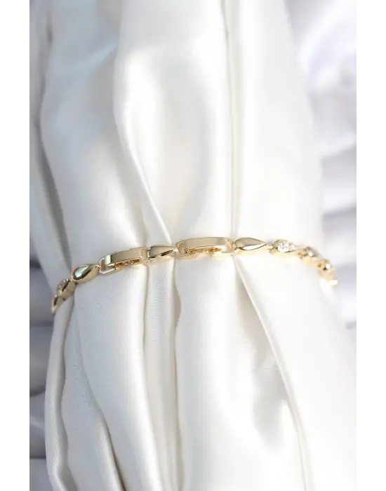 Pirinç Gold Renk Damla Model Kadın Bileklik