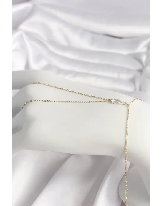 Çelik Gold Renk Damla Zirkon Taşlı Kadın Şahmeran