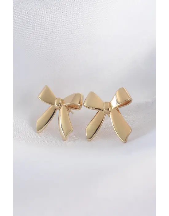  Altın Düz Plaka Fiyonk Küpe