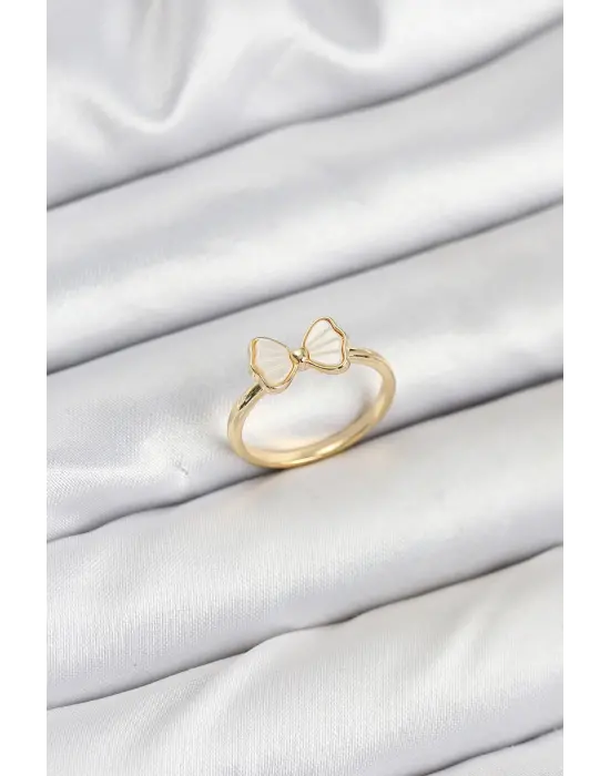 Pirinç Gold Renk Fiyonk Model Kadın Yüzük